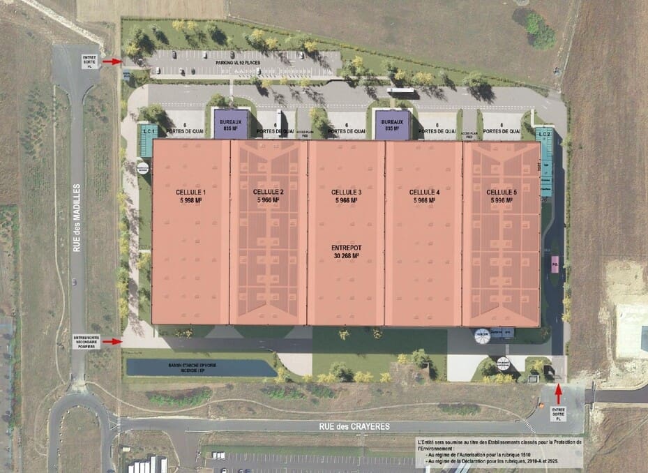 À louer – Entrepôts Logistiques de 5 966 à 5 998 m²à Saint-Martin-sur-le-Pré – Marne (51)